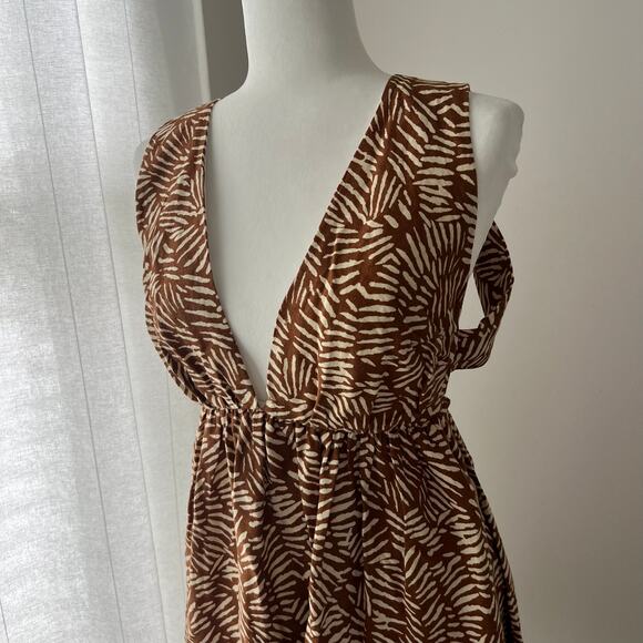 House of Harlow Linen Dress Beachy Resortwear Halter Dress Animal Print - Picture 2 of 3